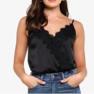 Black lace and satin bodysuit